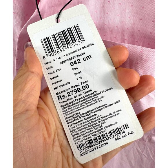 Allen Solly Men Pink Regular Fit Textured Full Sleeves Casual Shirt sz 42 (L) - Picture 6 of 6